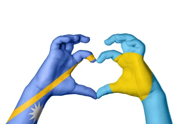 Nauru Palau Heart Hand Gesture Making Heart Clipping Path — Stock Photo, Image