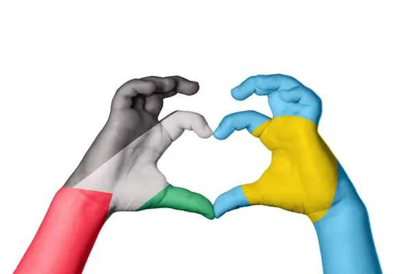 Palestine Palau Heart Hand Gesture Making Heart Clipping Path — Stock Photo, Image
