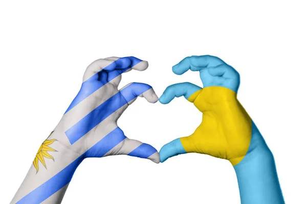 Ουρουγουάη Palau Καρδιά Χέρι Χειρονομία Κάνοντας Καρδιά Ψαλίδισμα Διαδρομή — Φωτογραφία Αρχείου