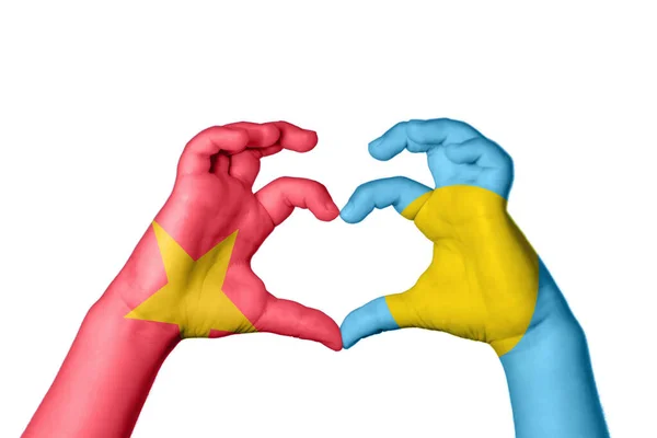 Vietnam Palau Heart Hand Gesture Making Heart Clipping Path — Stock Photo, Image