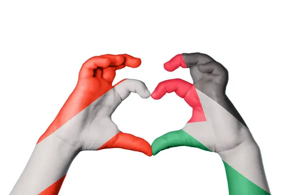 Österreich Palästinenserherz Handgeste Macht Herz Clipping Path — Stockfoto