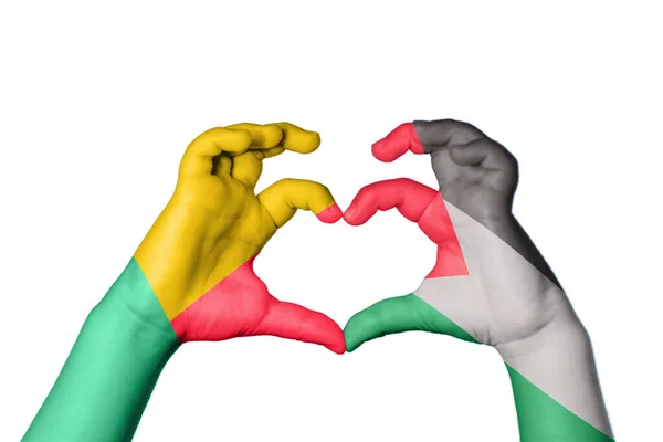 Benin Palestine Heart Gesto Mão Fazendo Coração Clipping Path — Fotografia de Stock
