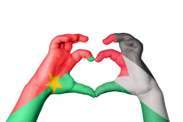 Burkina Faso Palestine Heart Hand Gesture Making Heart Clipping Path — Stock Photo, Image