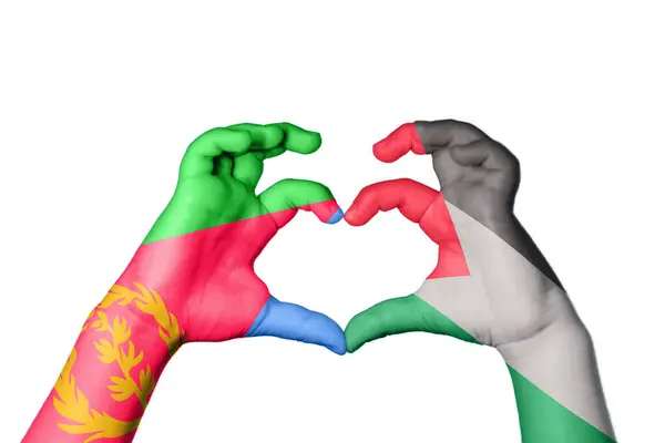 Eritrea Palestina Corazón Hacer Gestos Corazón Recortar Camino — Foto de Stock
