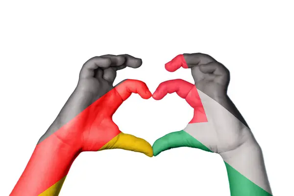 Németország Palesztina Szív Kézmozdulat Készítés Szív Nyírás — Stock Fotó