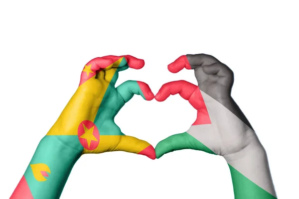 Grenada Palestine Heart Handgeste Die Herz Macht Clipping Path — Stockfoto