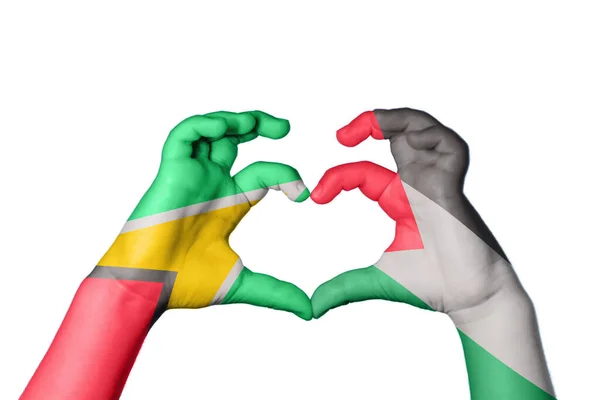 Гайана Палестина Сердце Жест Руки Делает Сердце Клиппинг Путь — стоковое фото