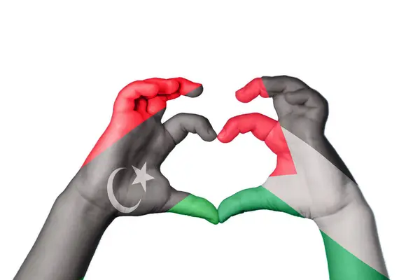 Libyen Palästina Herz Handgeste Die Herz Macht Clipping Path — Stockfoto