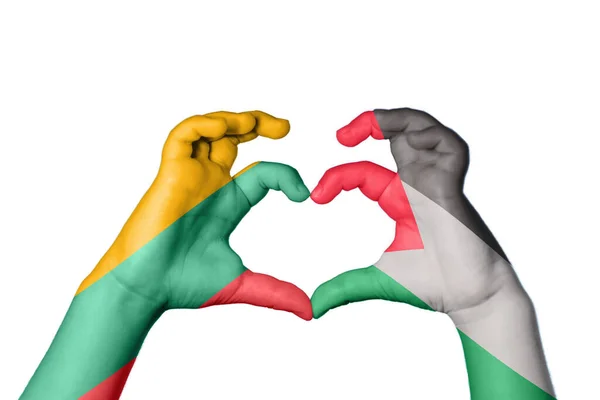 Litvánia Palesztina Szív Kézmozdulat Készítés Szív Nyírás — Stock Fotó