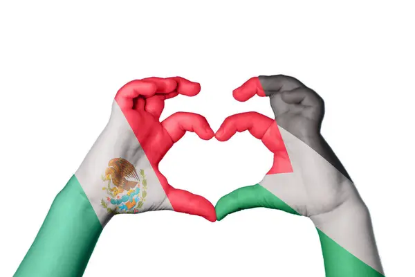 México Palestina Corazón Hacer Gestos Corazón Recortar Camino —  Fotos de Stock