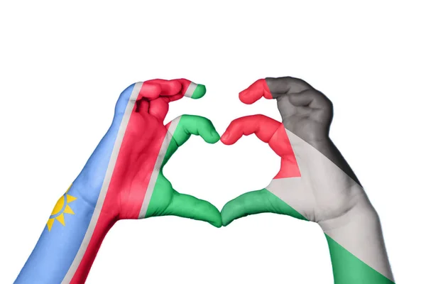 纳米比亚Palestine Heart Hand Gesture Making Heart Clipping Path — 图库照片