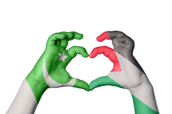 Pakisztán Palesztina Szíve Kéz Gesztus Készítő Szív Vágóút — Stock Fotó