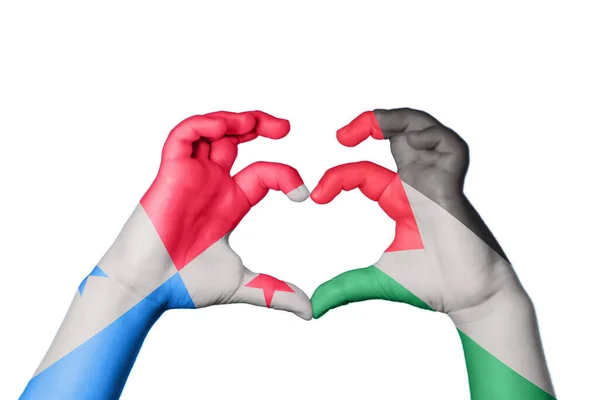 Panama Palestine Heart Gesto Della Mano Che Cuore Percorso Ritaglio — Foto Stock