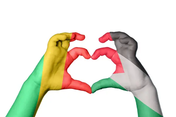 República Del Congo Palestina Corazón Gesto Mano Que Hace Corazón — Foto de Stock