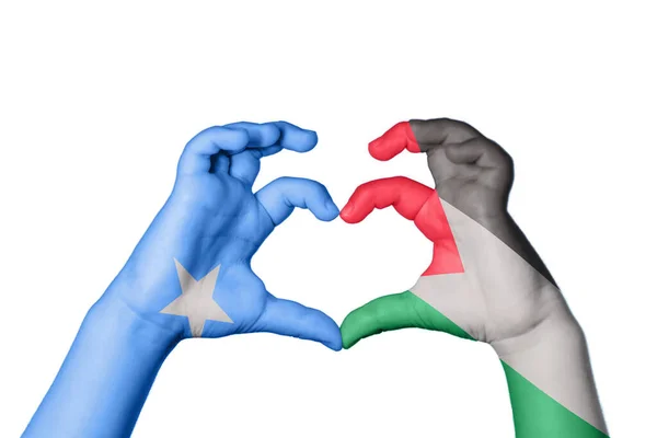 Somalia Palestine Heart Hand Gesture Making Heart Clipping Path — Stock Photo, Image