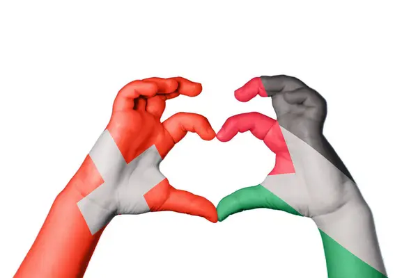 Zwitserland Palestina Hart Handgebaar Maken Hart Knippad — Stockfoto