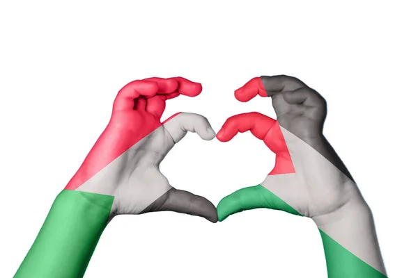 Soedan Palestina Hart Handgebaar Maken Hart Knippad — Stockfoto