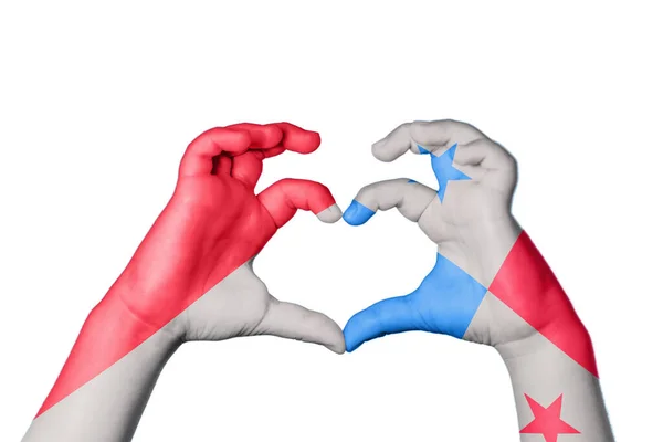 Serce Monako Panama Gest Ręczny Serca Ścieżka Przecinania — Zdjęcie stockowe