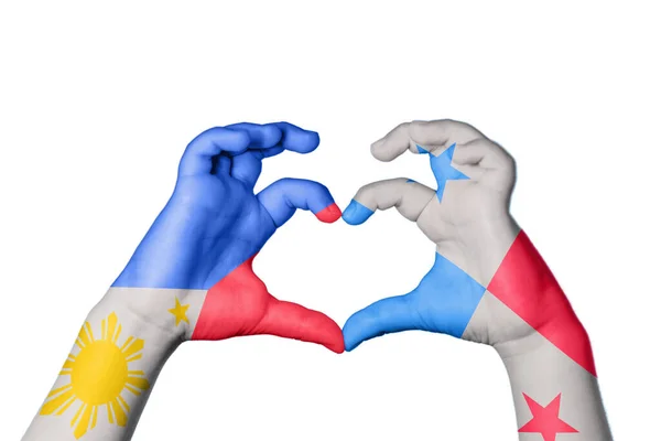 Φιλιππίνες Panama Heart Χέρι Χειρονομία Καθιστώντας Την Καρδιά Ψαλίδισμα Μονοπάτι — Φωτογραφία Αρχείου