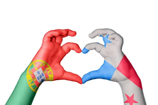 Portugalsko Panama Heart Ruční Gesto Tvorby Srdce Ořezávání Stezka — Stock fotografie