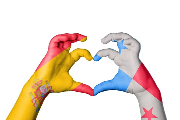 Spanien Panama Hjärta Hand Gest Att Göra Hjärta Klippning Väg — Stockfoto