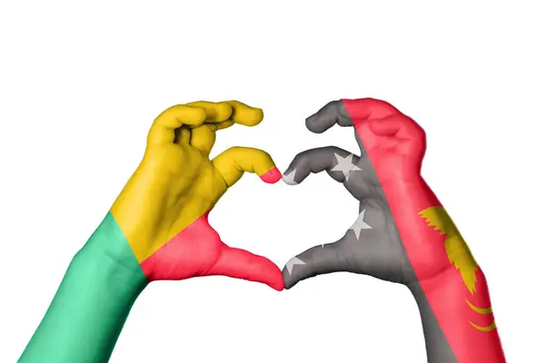 Benin Papua New Guinea Heart Hand Gesture Making Heart Clipping — Stock Photo, Image