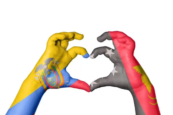 Ecuador Papua Nya Guinea Hjärta Hand Gest Att Göra Hjärta — Stockfoto