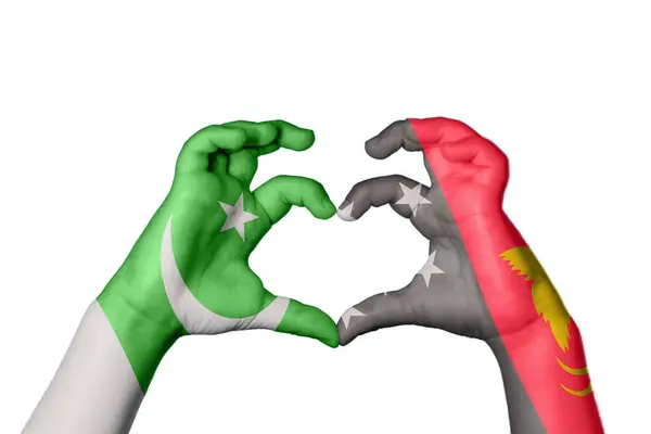 巴基斯坦巴布亚新几内亚心 手举着手制造心 收割之路 — 图库照片