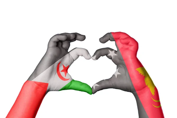Sahrawi Αραβική Λαϊκή Δημοκρατία Της Παπούα Νέα Γουινέα Καρδιά Χέρι — Φωτογραφία Αρχείου