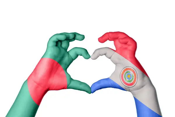 Bangladesh Paraguai Coração Gesto Mão Fazendo Coração Caminho Recorte — Fotografia de Stock