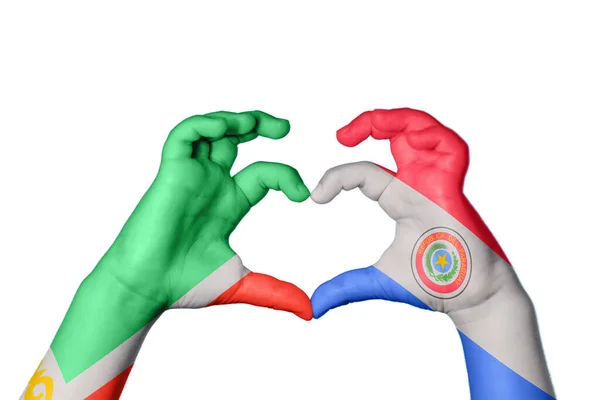 Τσετσενία Παραγουάη Καρδιά Χέρι Χειρονομία Κάνοντας Καρδιά Περικοπή Μονοπάτι — Φωτογραφία Αρχείου
