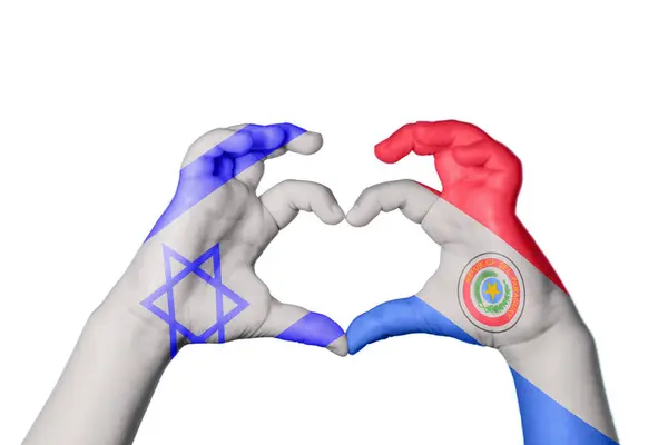 Izrael Paragwaj Serce Ręczny Gest Serca Ścieżka Klipu — Zdjęcie stockowe
