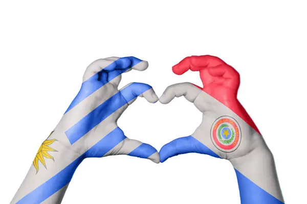 Uruguay Paraguay Corazón Hacer Gestos Corazón Recortar Camino —  Fotos de Stock