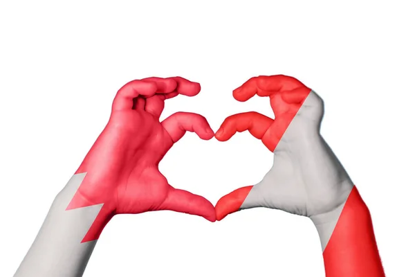 Bahrain Peru Hjärta Hand Gest Att Göra Hjärta Klippning Väg — Stockfoto