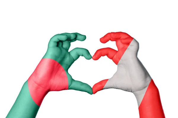 Bangladesh Peru Heart Hand Gesture Making Heart Clipping Path — Stock Photo, Image