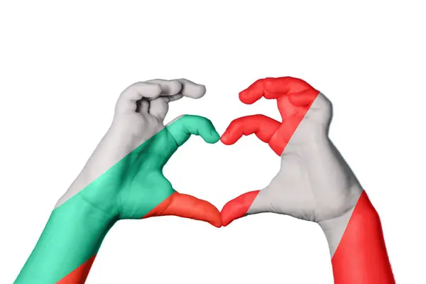 Bulgaria Peru Heart Hand Gesture Making Heart Clipping Path — Stock Photo, Image
