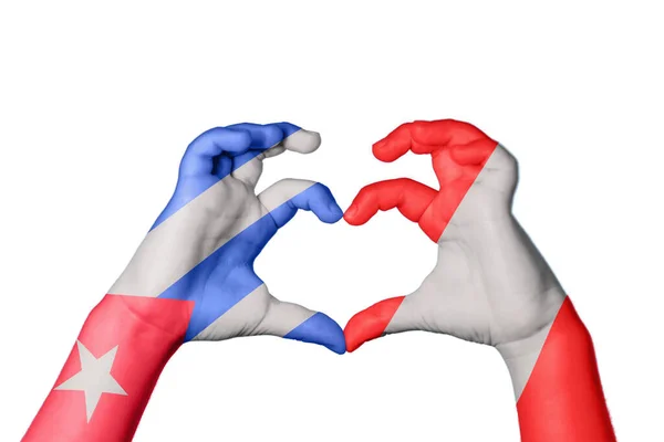 Kuba Peru Herz Handbewegung Die Herz Macht Clipping Path — Stockfoto