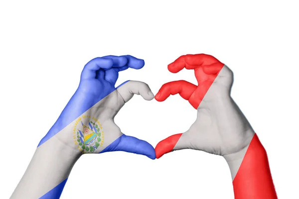 Salvador Peru Heart Hand Gesture Making Heart Clipping Path — Stock Photo, Image