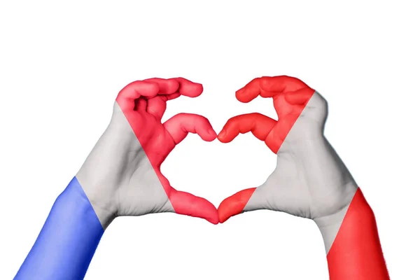 Франция Перу Сердце Жест Делающий Сердце Перерезание Пути — стоковое фото