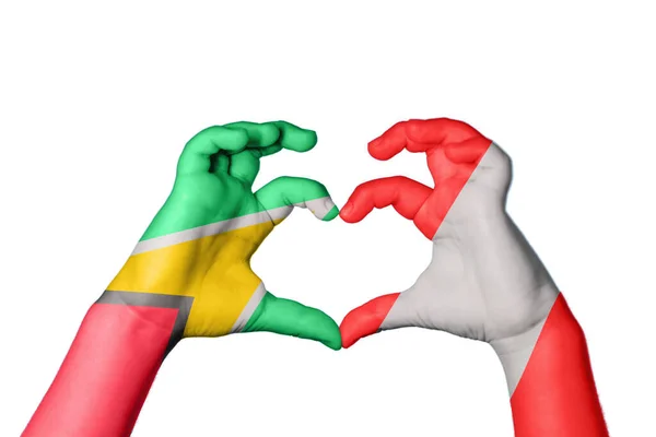 Гайана Перу Сердце Жест Руки Делает Сердце Клиппинг Путь — стоковое фото