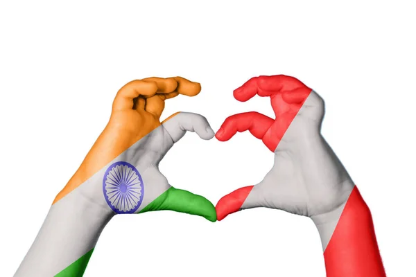 India Peru Heart Hand Gesture Making Heart Clipping Path — Stock Photo, Image