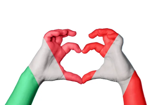 Італія Перу Серце Жест Рук Робить Серце Відсічний Контур — стокове фото