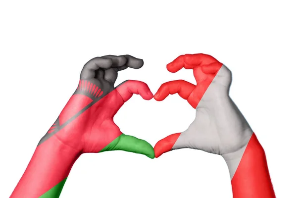 Malawi Peru Herz Handbewegung Die Herz Macht Clipping Path — Stockfoto