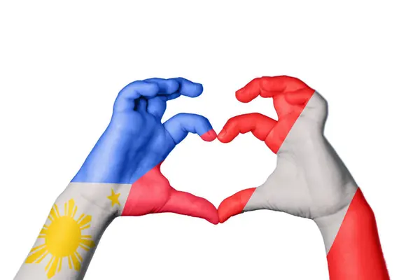 Φιλιππίνες Περού Καρδιά Χειρονομία Χέρι Κάνοντας Καρδιά Ψαλίδισμα Μονοπάτι — Φωτογραφία Αρχείου