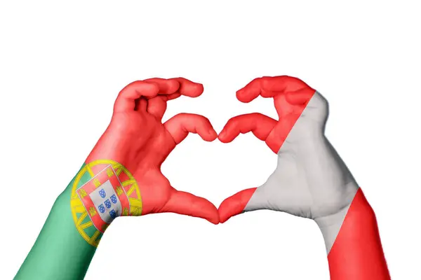 Portugalsko Peru Heart Ruční Gesto Tvorby Srdce Ořezávání Stezka — Stock fotografie