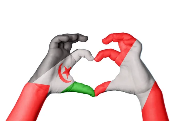 Sahrawi Arabische Demokratische Republik Peru Herz Handgeste Die Herz Macht — Stockfoto