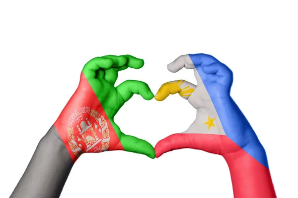 Afganistán Filipinas Corazón Hacer Gestos Corazón Recortar Camino — Foto de Stock