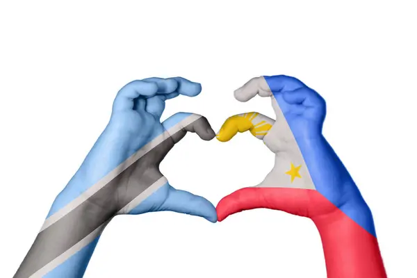 Botswana Philippines Heart Hand Gesture Making Heart Clipping Path — Stock Photo, Image