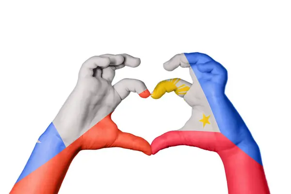 Chile Philippines Heart Hand Gesture Making Heart Clipping Path — Stock Photo, Image