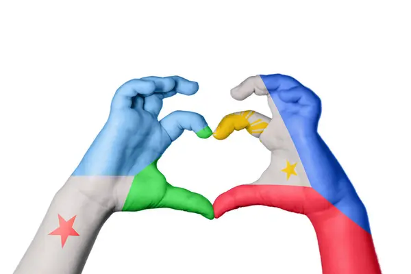 Djibouti Philippines Heart Hand Gesture Making Heart Clipping Path — Stock Photo, Image